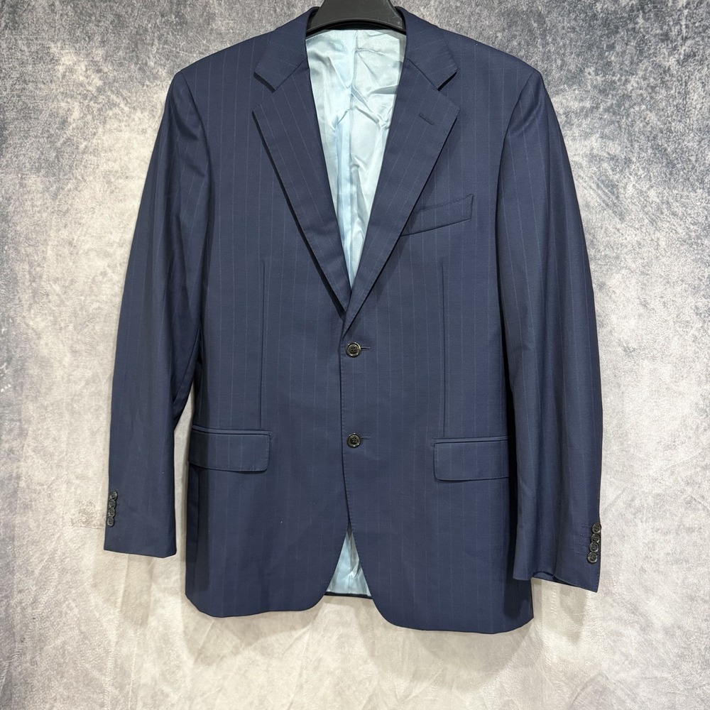 SUITSUPPLY Pure Wool Super 110 Blazer Men's EuR 94 Long (38L) Blue Pinstriped
